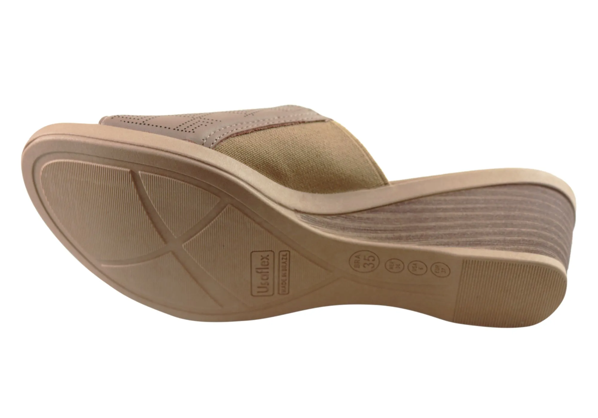 Usaflex Anatolia Damen Comfort Leder Slides Sandalen Hergestellt in Brasilien Usaflex Schuhe