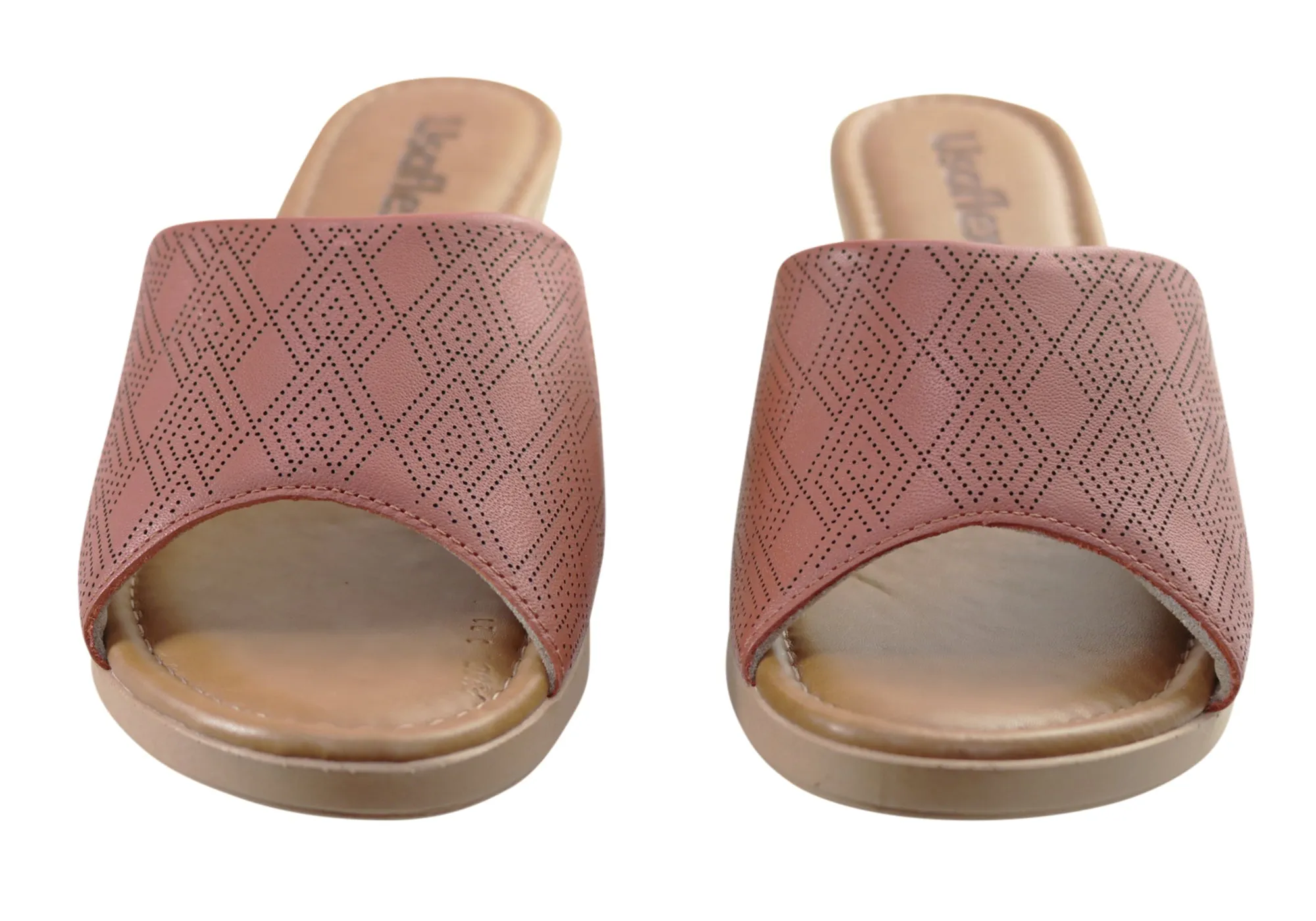 Usaflex Anatolia Damen Comfort Leder Slides Sandalen Hergestellt in Brasilien Usaflex Schuhe