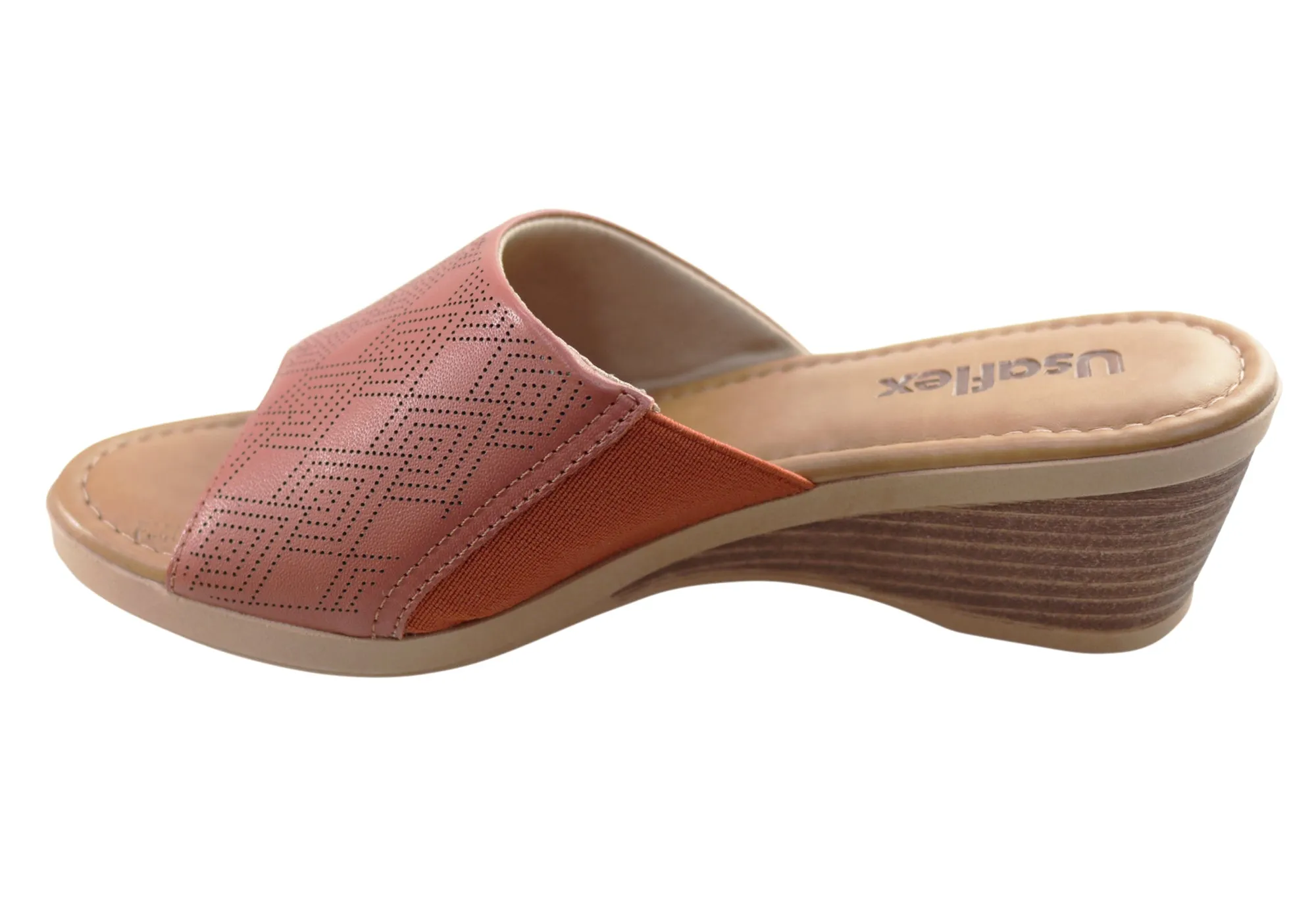Usaflex Anatolia Damen Comfort Leder Slides Sandalen Hergestellt in Brasilien Usaflex Schuhe