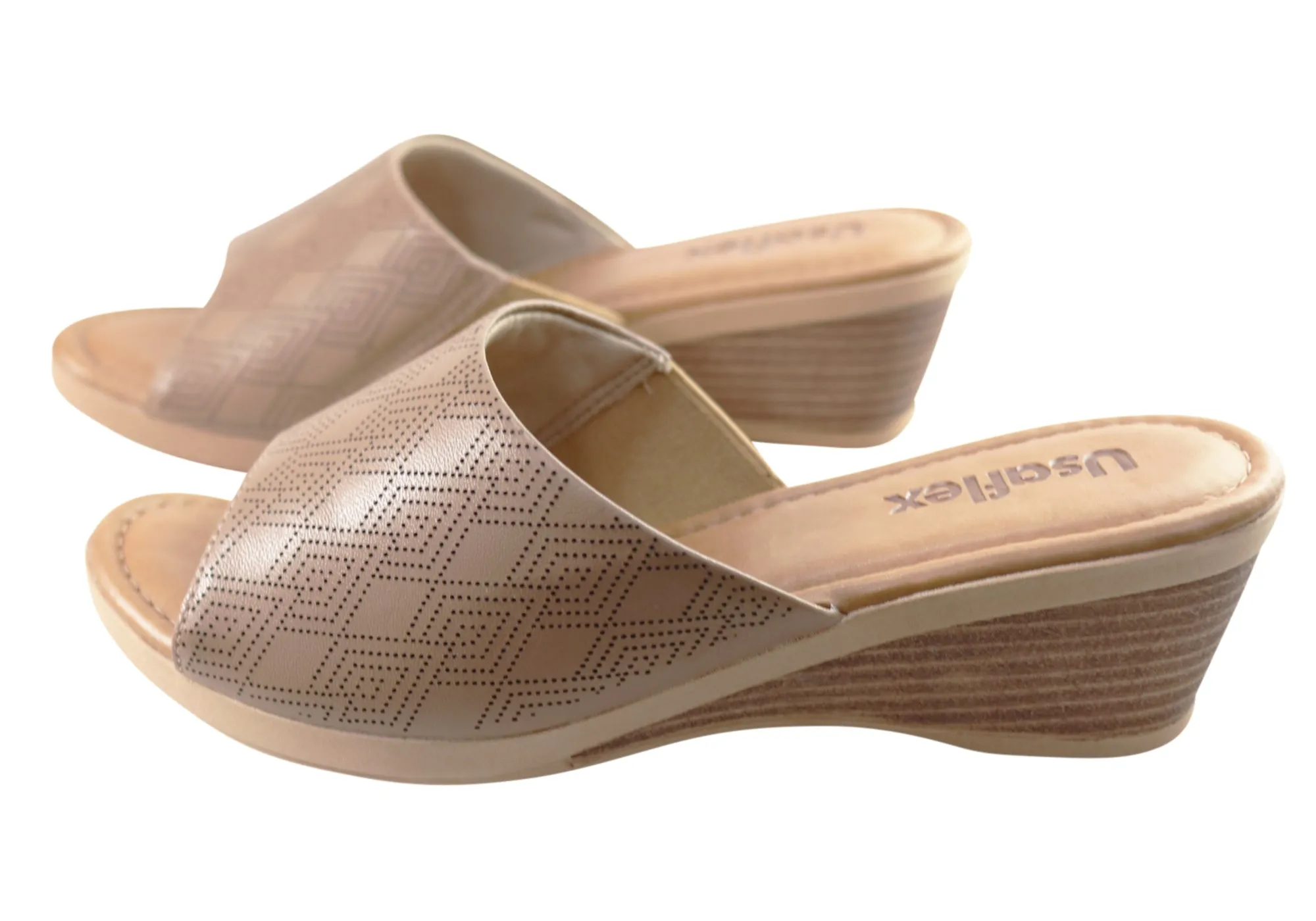 Usaflex Anatolia Damen Comfort Leder Slides Sandalen Hergestellt in Brasilien Usaflex Schuhe