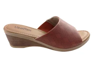 Usaflex Anatolia Damen Comfort Leder Slides Sandalen Hergestellt in Brasilien Usaflex Schuhe