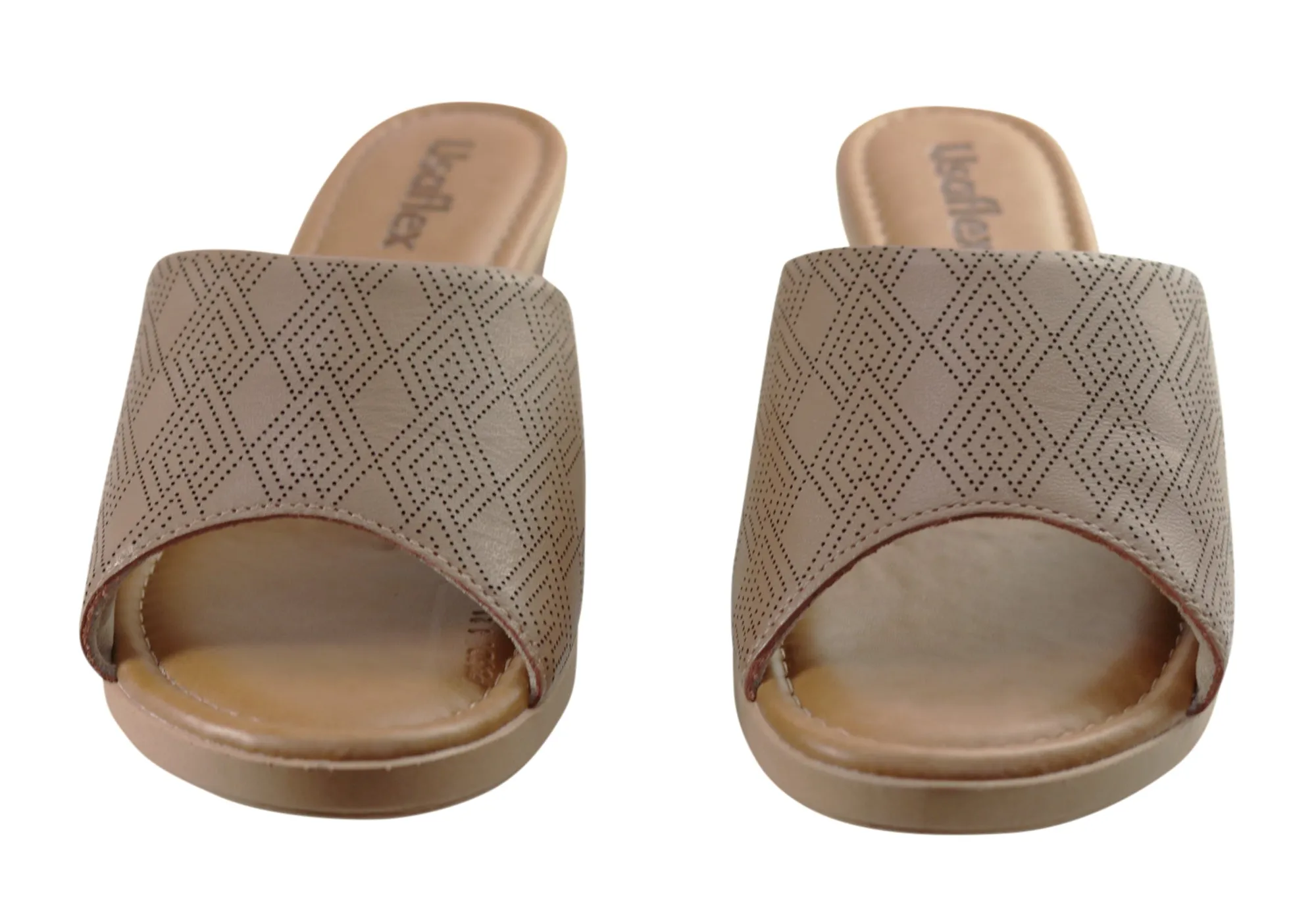 Usaflex Anatolia Damen Comfort Leder Slides Sandalen Hergestellt in Brasilien Usaflex Schuhe