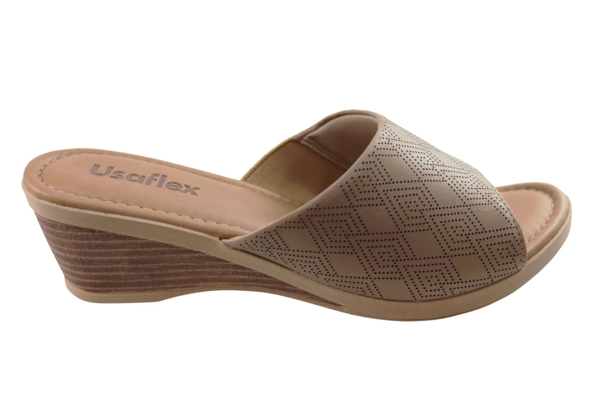 Usaflex Anatolia Damen Comfort Leder Slides Sandalen Hergestellt in Brasilien Usaflex Schuhe