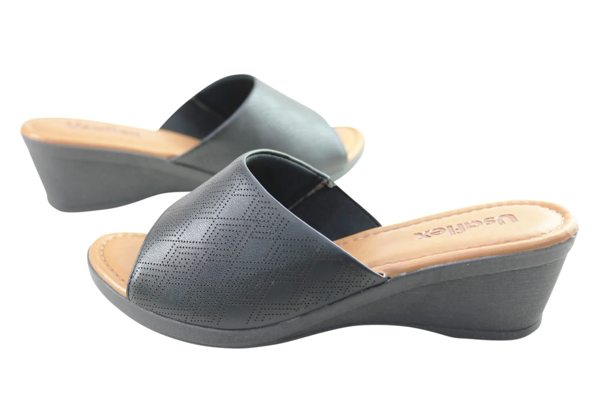 Usaflex Anatolia Damen Comfort Leder Slides Sandalen Hergestellt in Brasilien Usaflex Schuhe