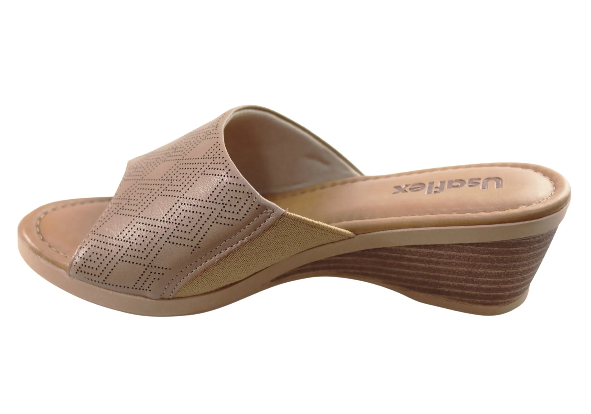 Usaflex Anatolia Damen Comfort Leder Slides Sandalen Hergestellt in Brasilien Usaflex Schuhe