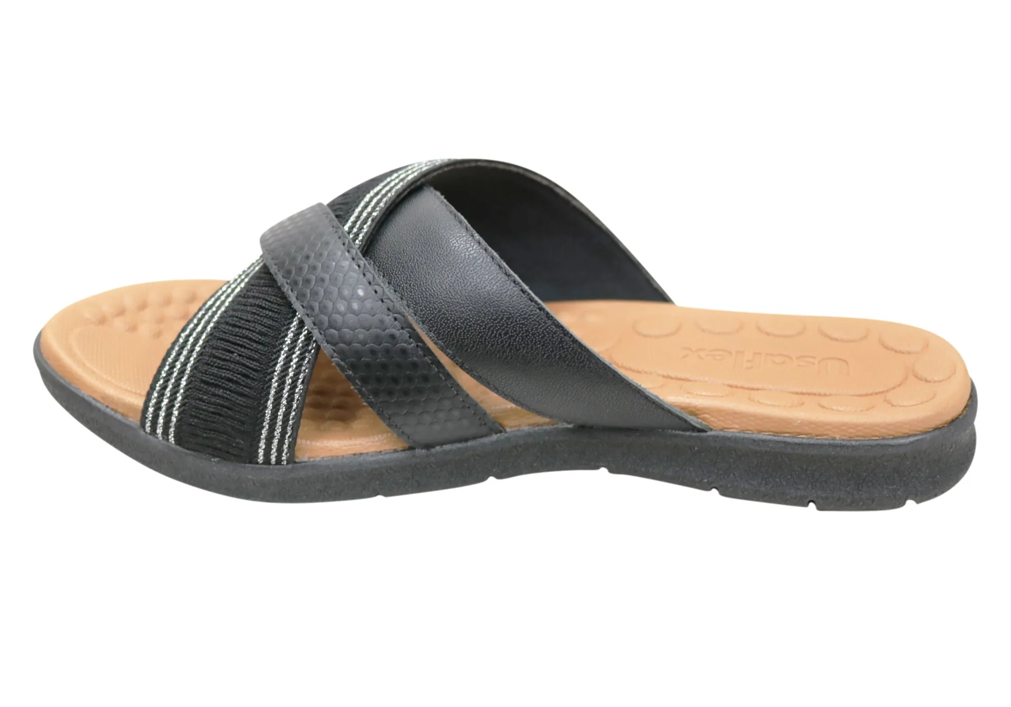 Usaflex Crescent Damen Komfort Lederschlappen Sandalen Hergestellt in Brasilien Usaflex Schuhe