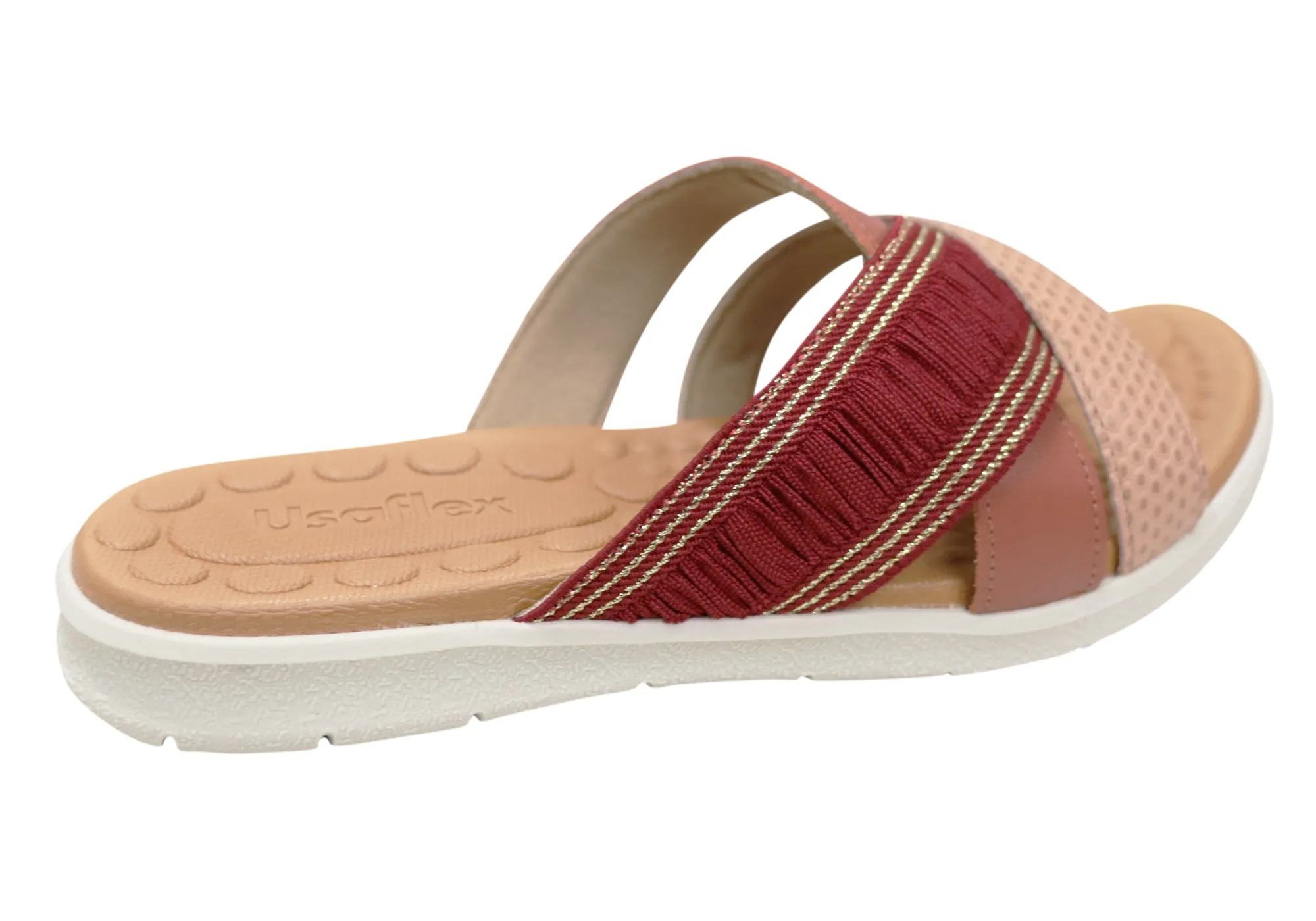 Usaflex Crescent Damen Komfort Lederschlappen Sandalen Hergestellt in Brasilien Usaflex Schuhe