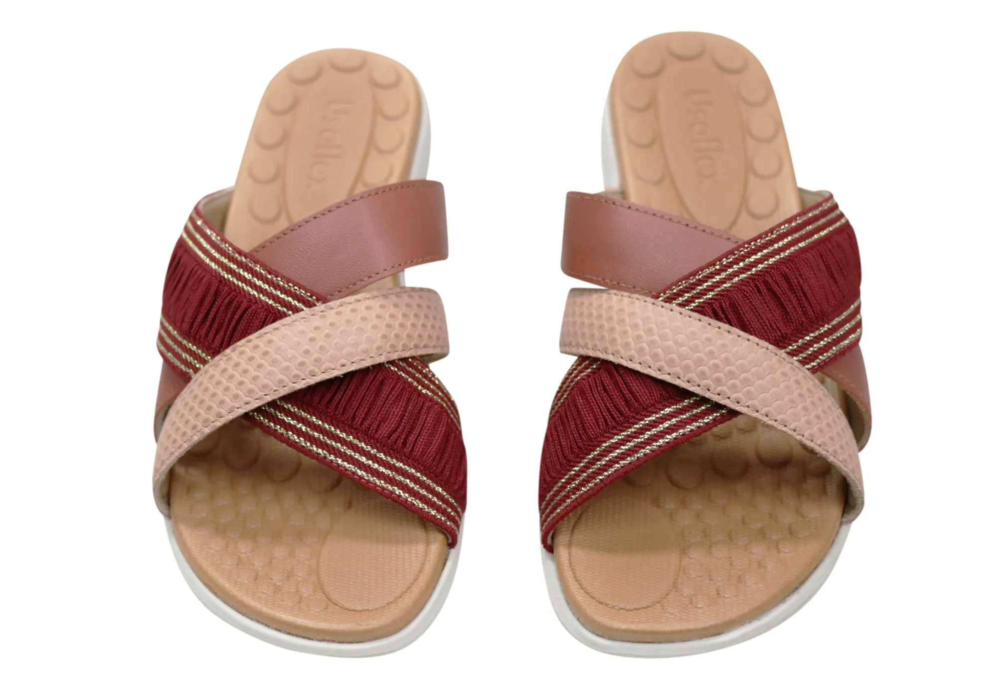 Usaflex Crescent Damen Komfort Lederschlappen Sandalen Hergestellt in Brasilien Usaflex Schuhe