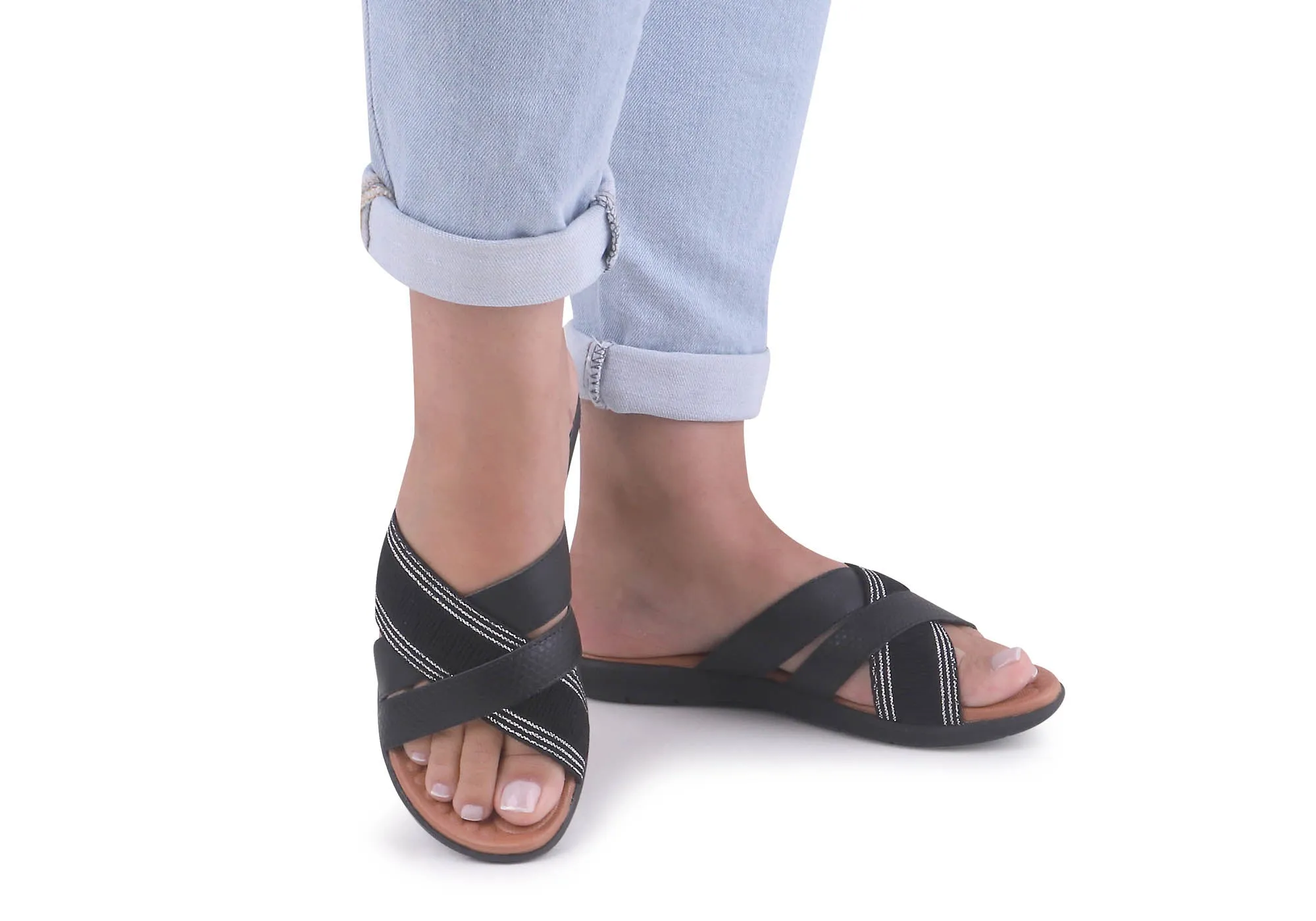 Usaflex Crescent Damen Komfort Lederschlappen Sandalen Hergestellt in Brasilien Usaflex Schuhe