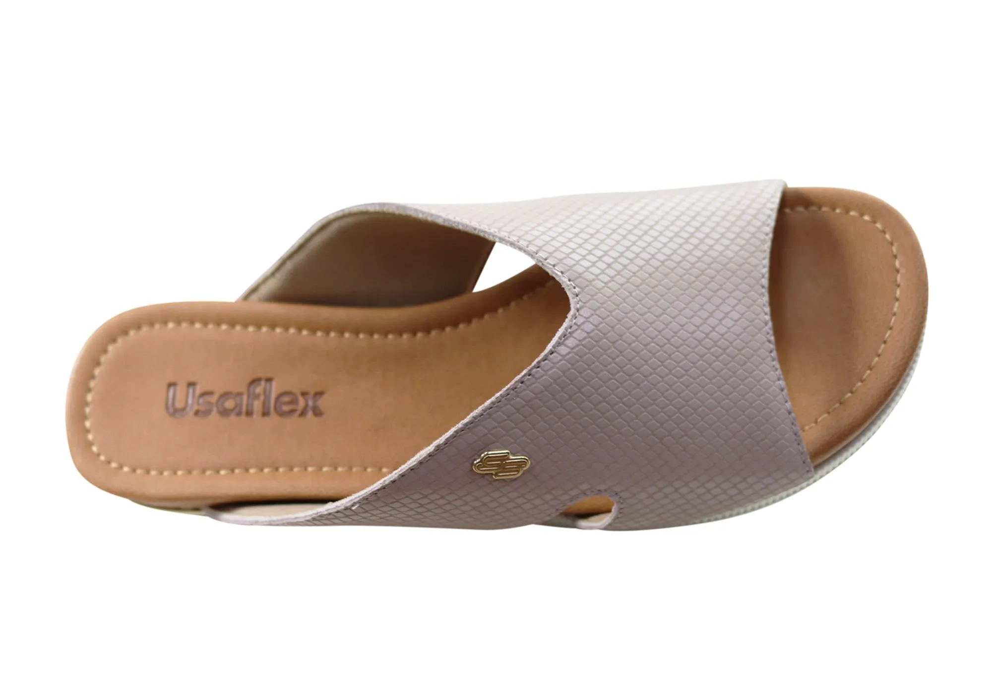 Usaflex Evoke Damen Komfort Leder Slides Sandalen Hergestellt in Brasilien Usaflex Schuhe