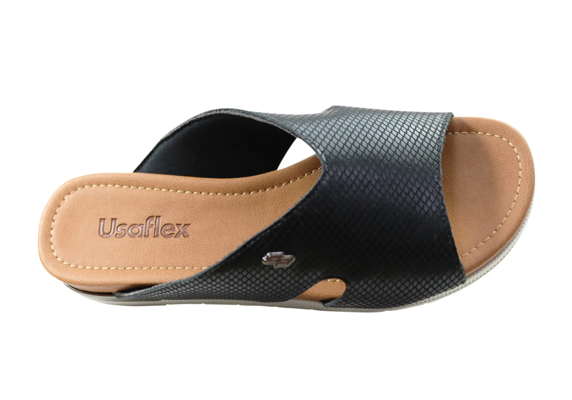 Usaflex Evoke Damen Komfort Leder Slides Sandalen Hergestellt in Brasilien Usaflex Schuhe