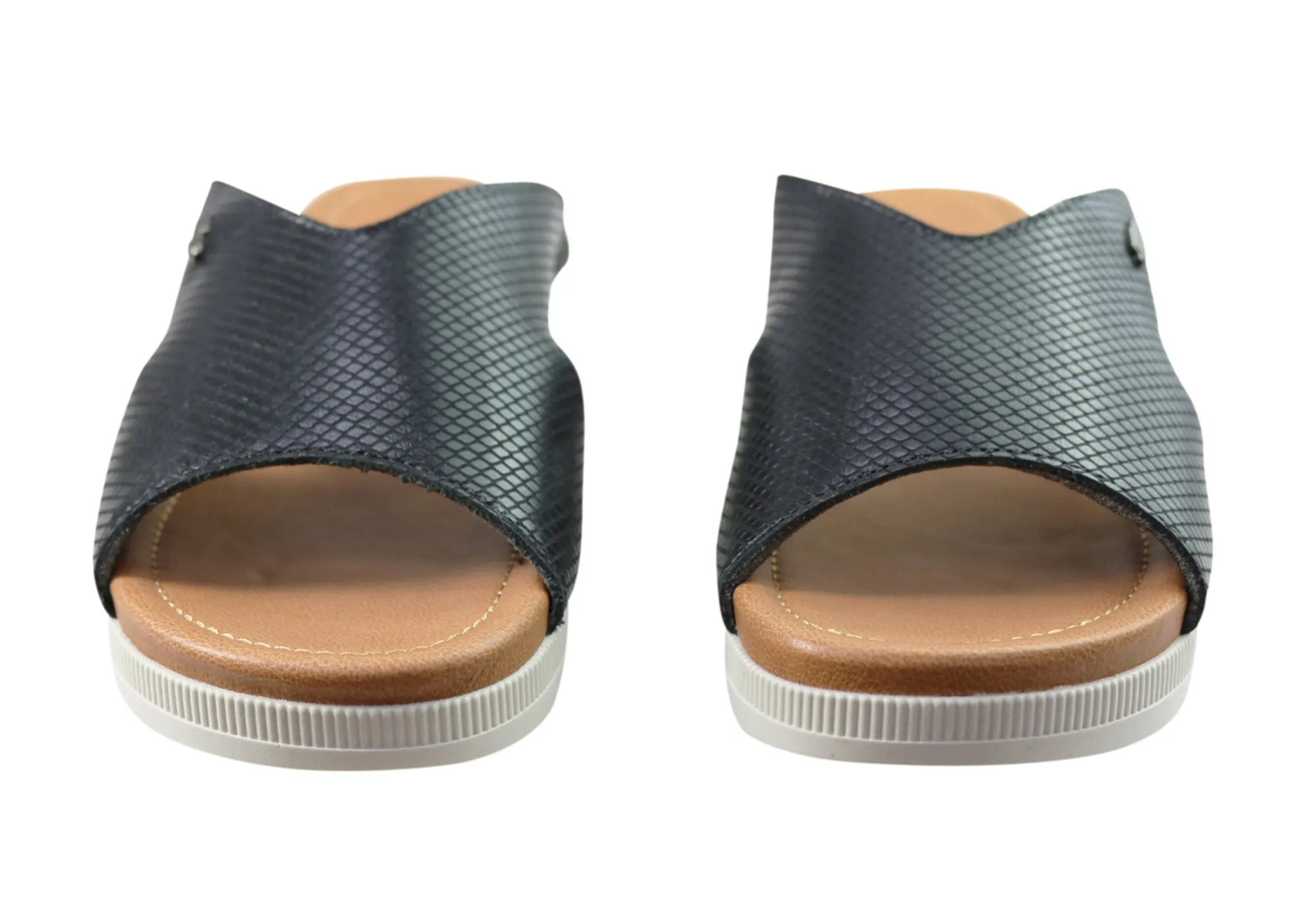Usaflex Evoke Damen Komfort Leder Slides Sandalen Hergestellt in Brasilien Usaflex Schuhe