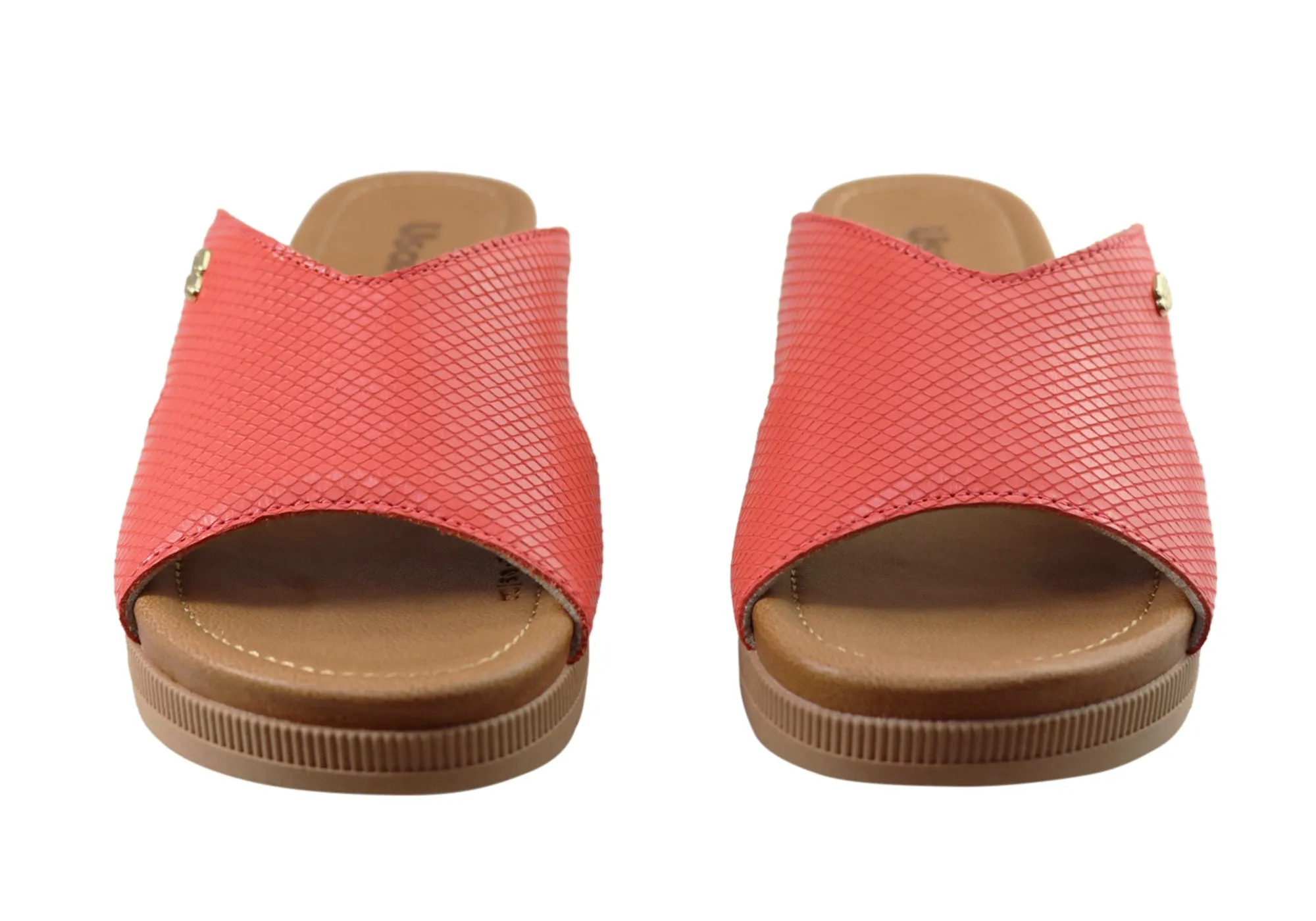 Usaflex Evoke Damen Komfort Leder Slides Sandalen Hergestellt in Brasilien Usaflex Schuhe