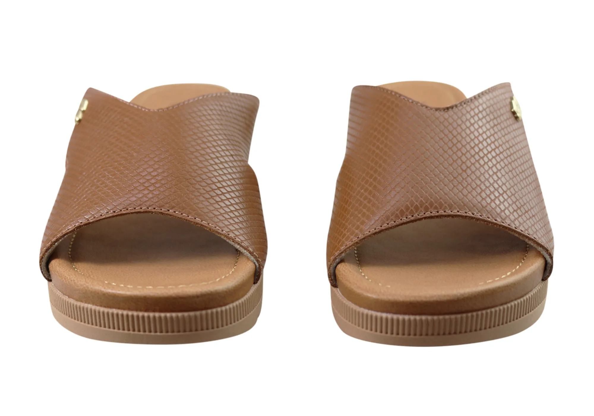 Usaflex Evoke Damen Komfort Leder Slides Sandalen Hergestellt in Brasilien Usaflex Schuhe