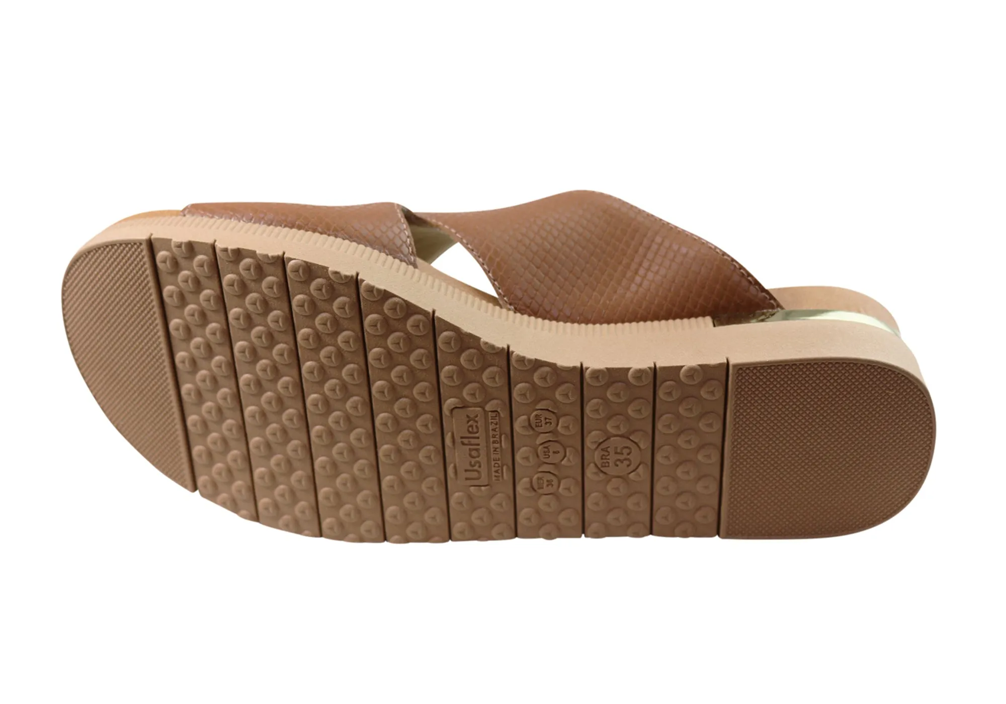 Usaflex Evoke Damen Komfort Leder Slides Sandalen Hergestellt in Brasilien Usaflex Schuhe