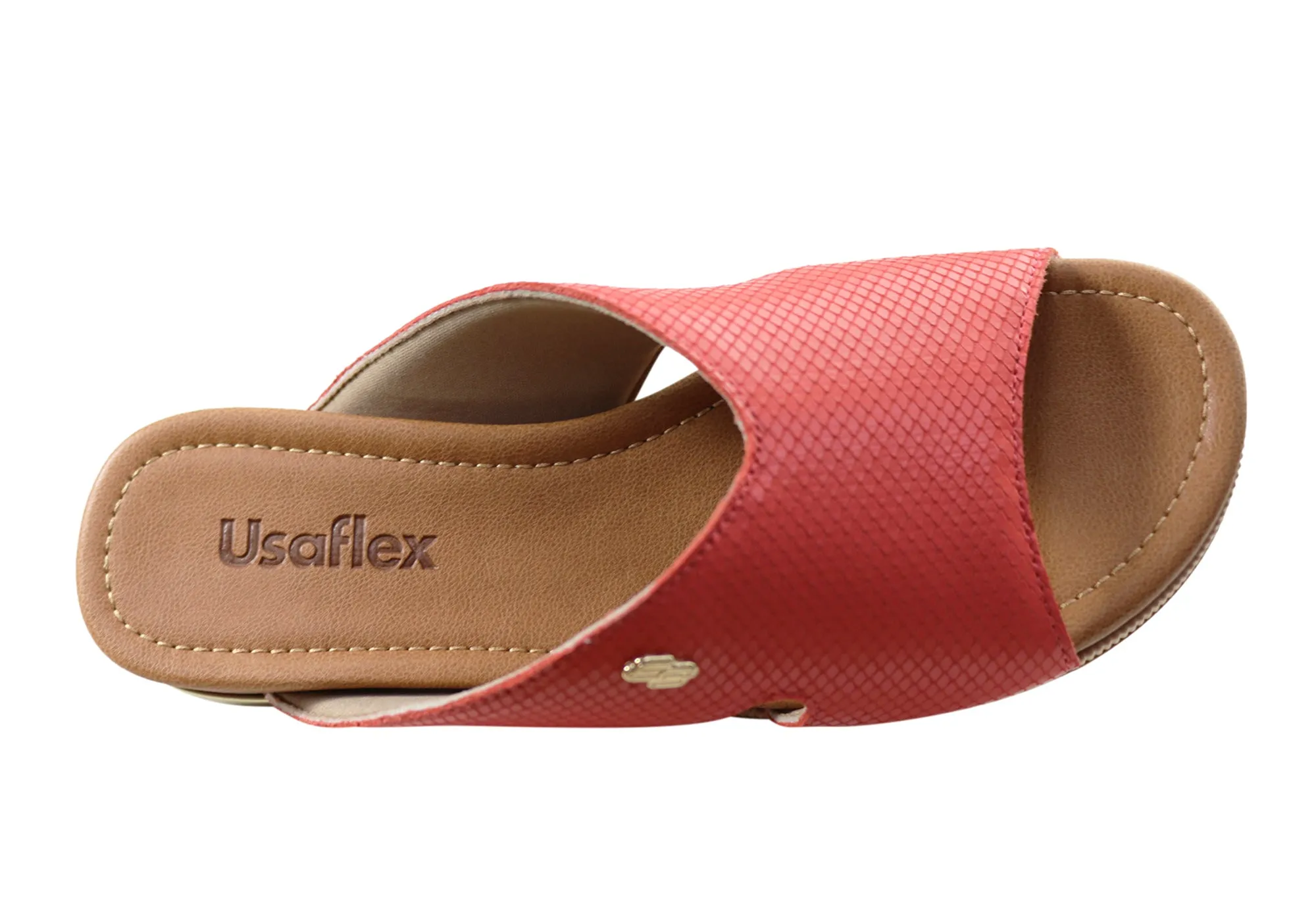 Usaflex Evoke Damen Komfort Leder Slides Sandalen Hergestellt in Brasilien Usaflex Schuhe