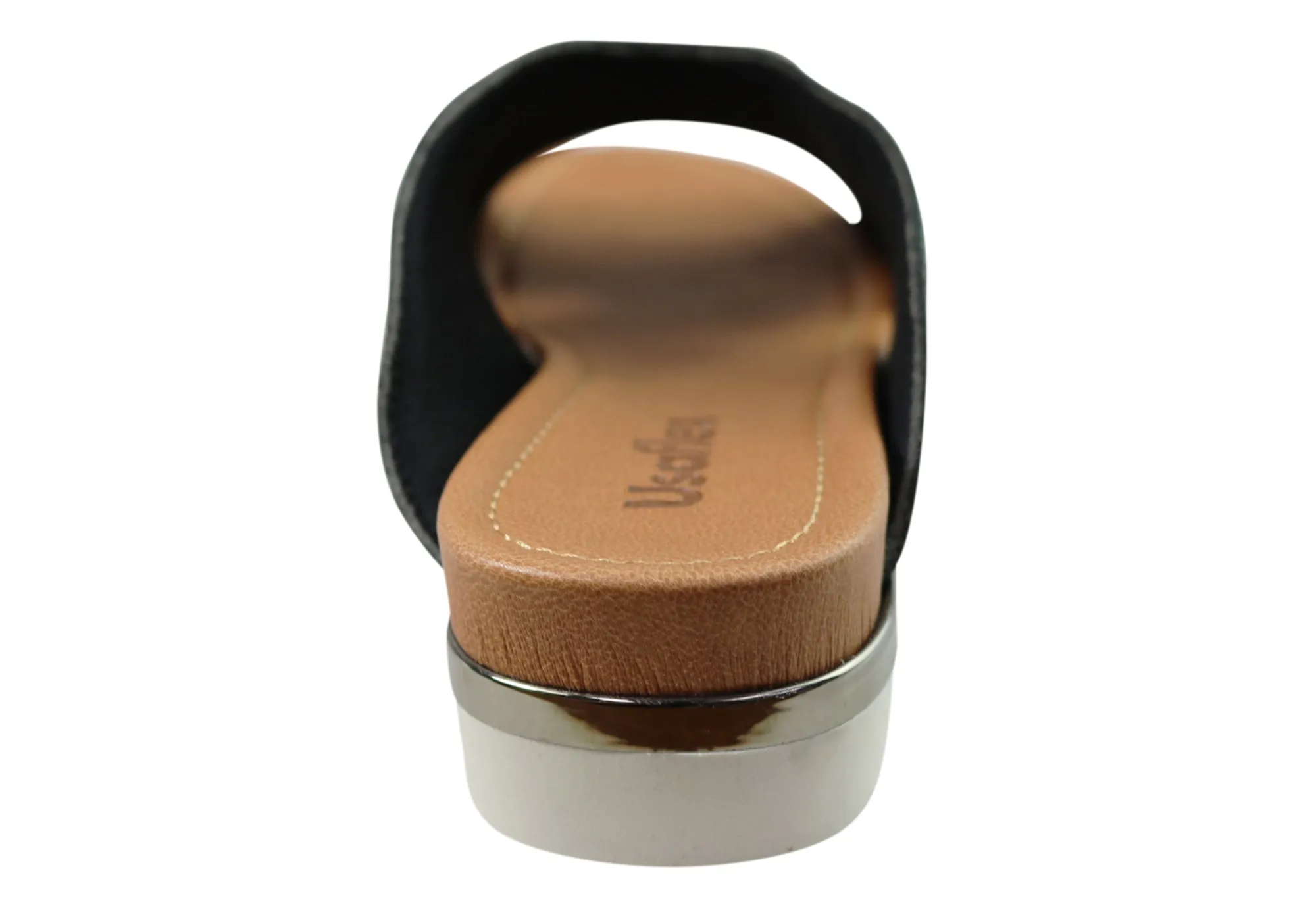 Usaflex Evoke Damen Komfort Leder Slides Sandalen Hergestellt in Brasilien Usaflex Schuhe
