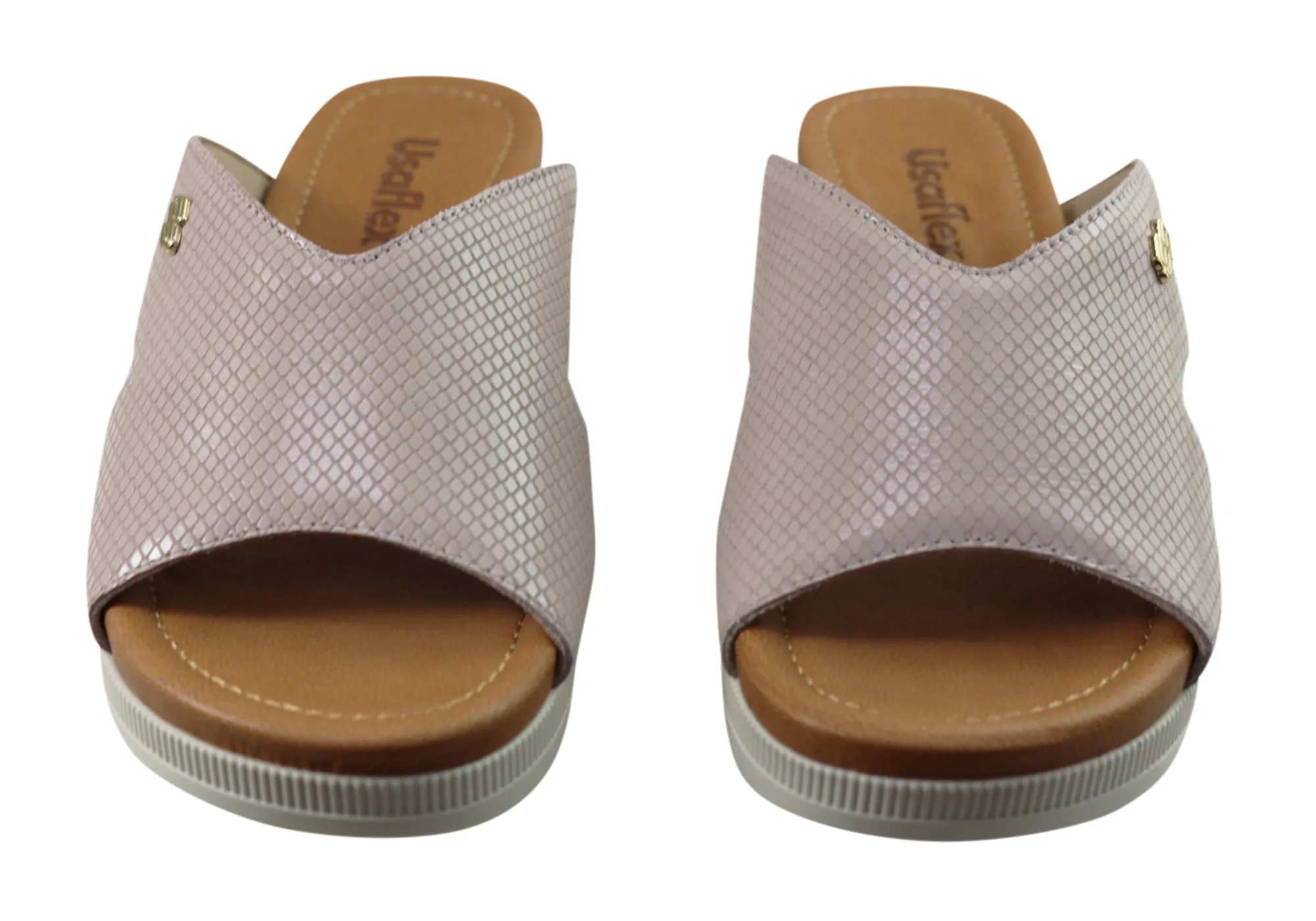 Usaflex Evoke Damen Komfort Leder Slides Sandalen Hergestellt in Brasilien Usaflex Schuhe