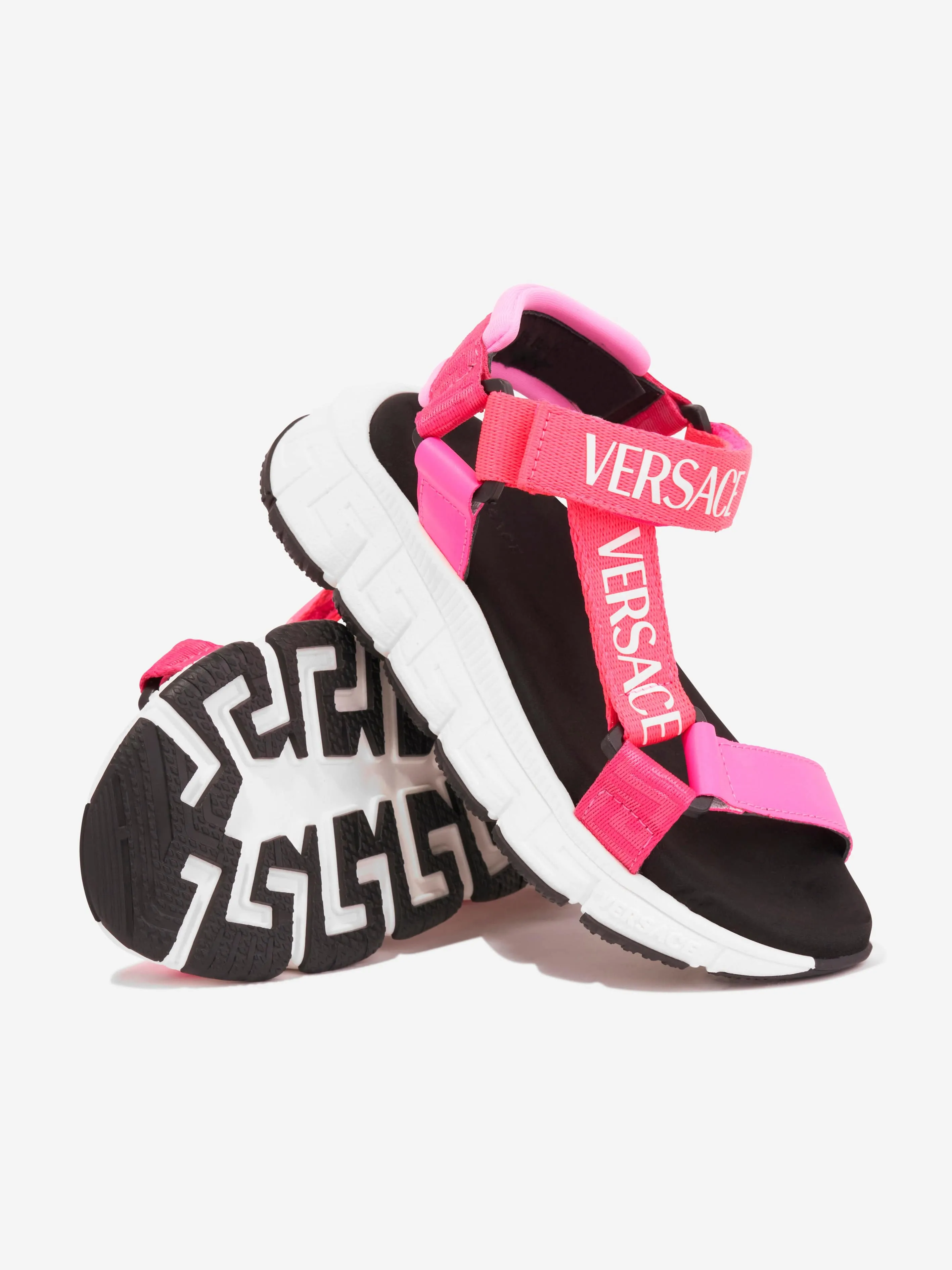 Versace Girls Logo Riemchen Sandalen in Rosa