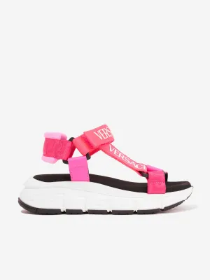 Versace Girls Logo Riemchen Sandalen in Rosa