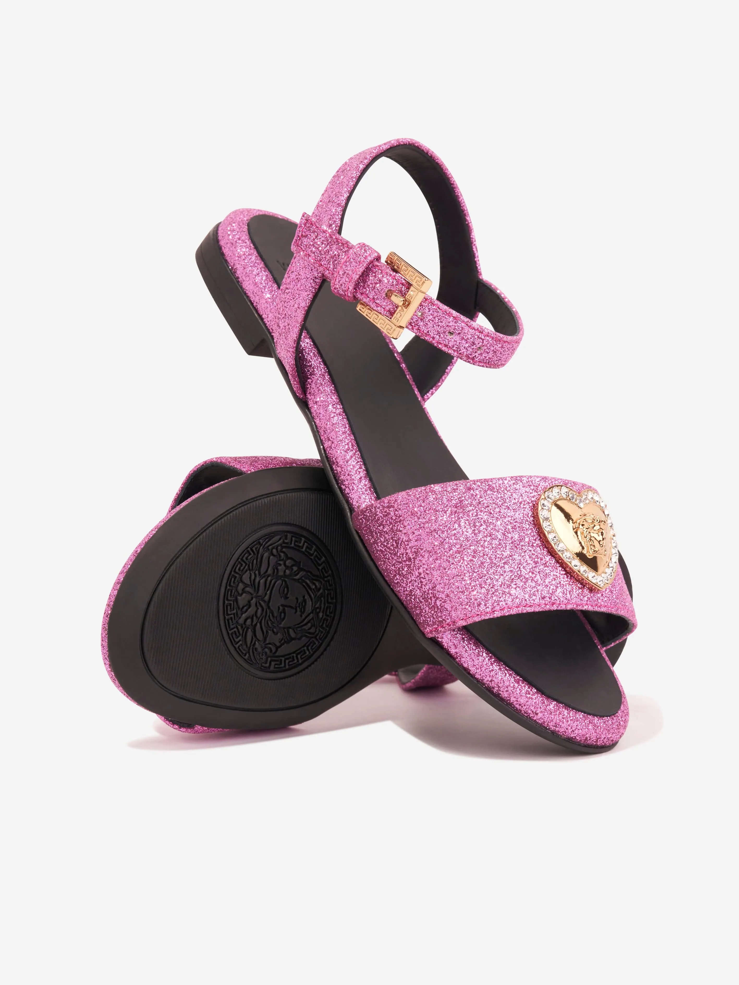 Versace Girls Medusa Herz Sandalen in Rosa