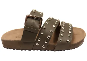 Via Paula Beth Damen Leder Bequemlichkeit Slides Sandalen Hergestellt in Brasilien Via Paula Schuhe