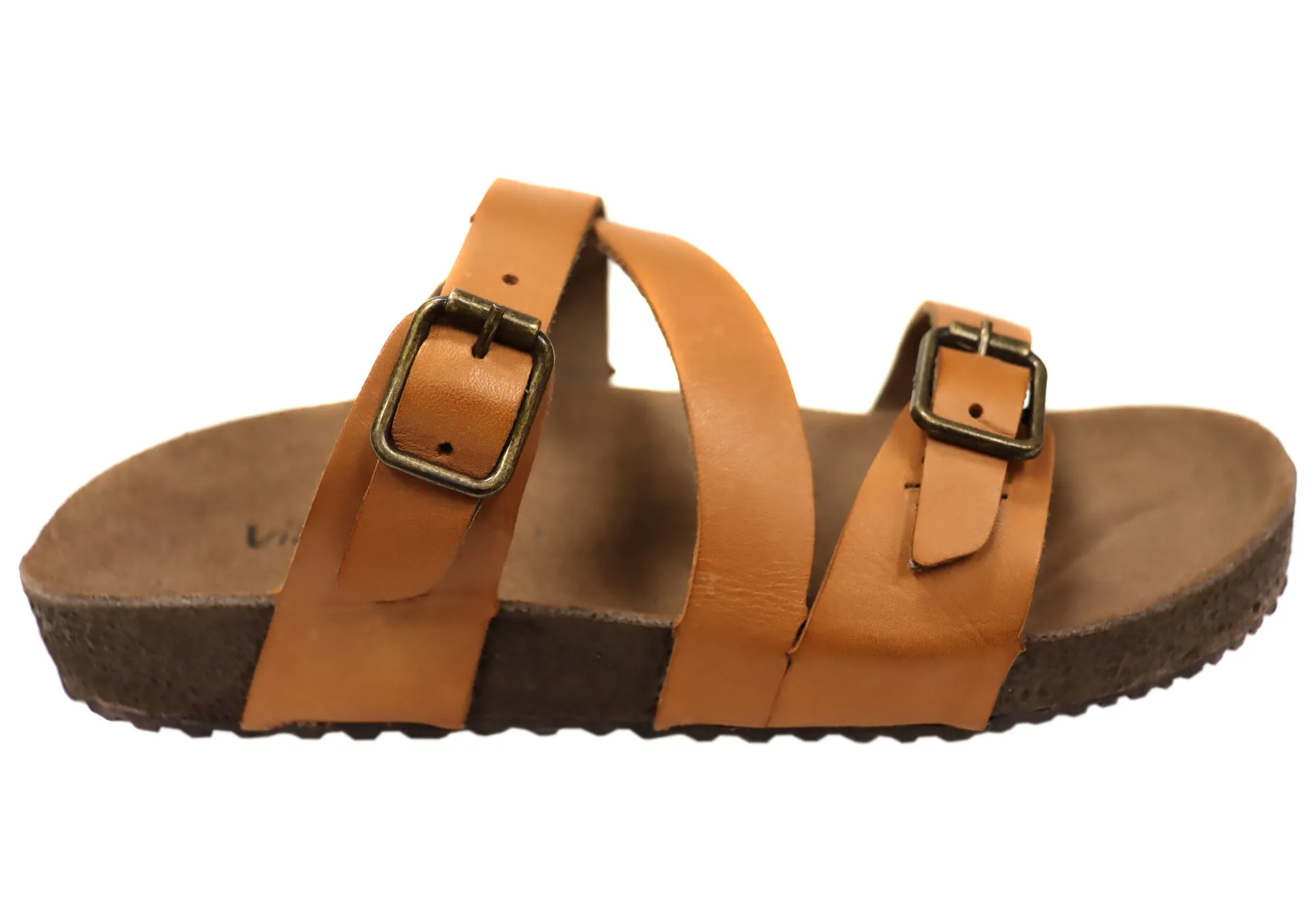Via Paula Carly Damen Leder Bequem Schlappen Sandalen Hergestellt in Brasilien Via Paula Schuhe