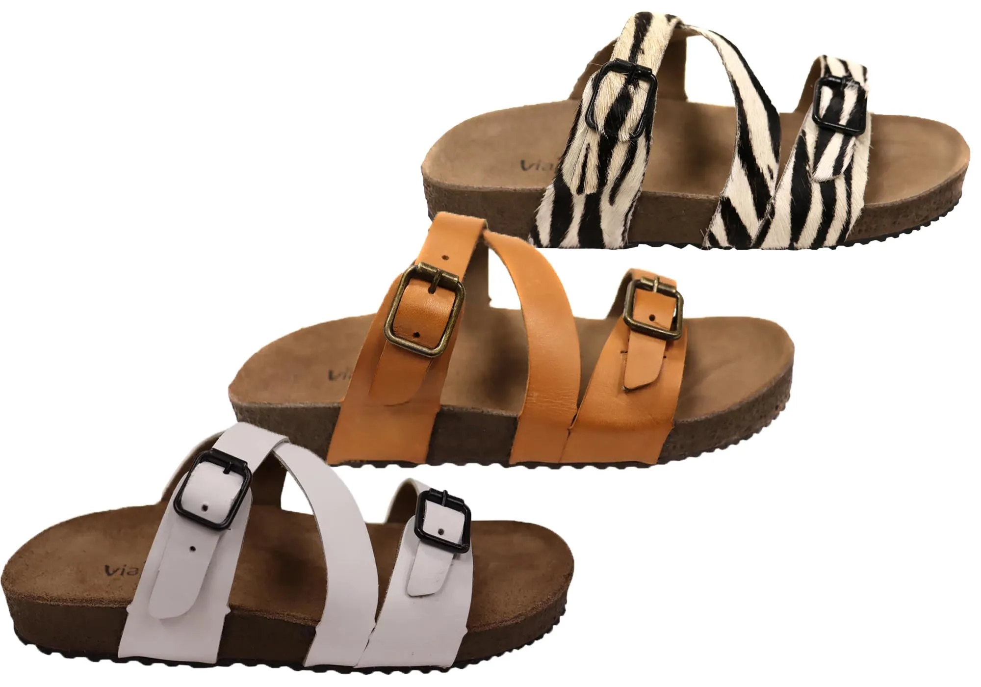 Via Paula Carly Damen Leder Bequem Schlappen Sandalen Hergestellt in Brasilien Via Paula Schuhe