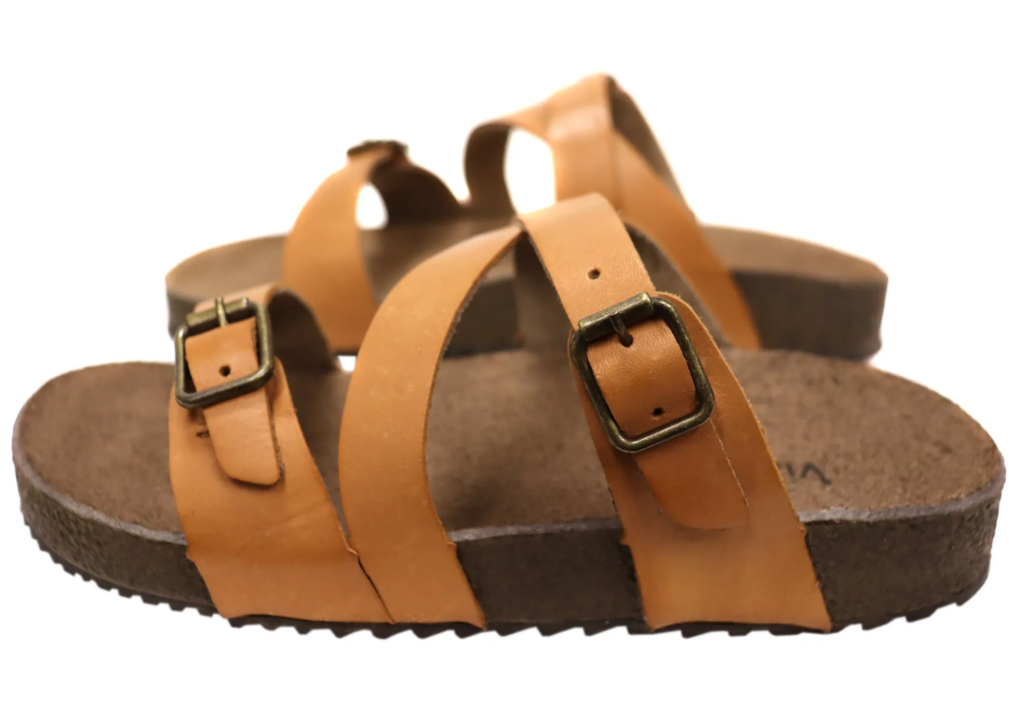 Via Paula Carly Damen Leder Bequem Schlappen Sandalen Hergestellt in Brasilien Via Paula Schuhe