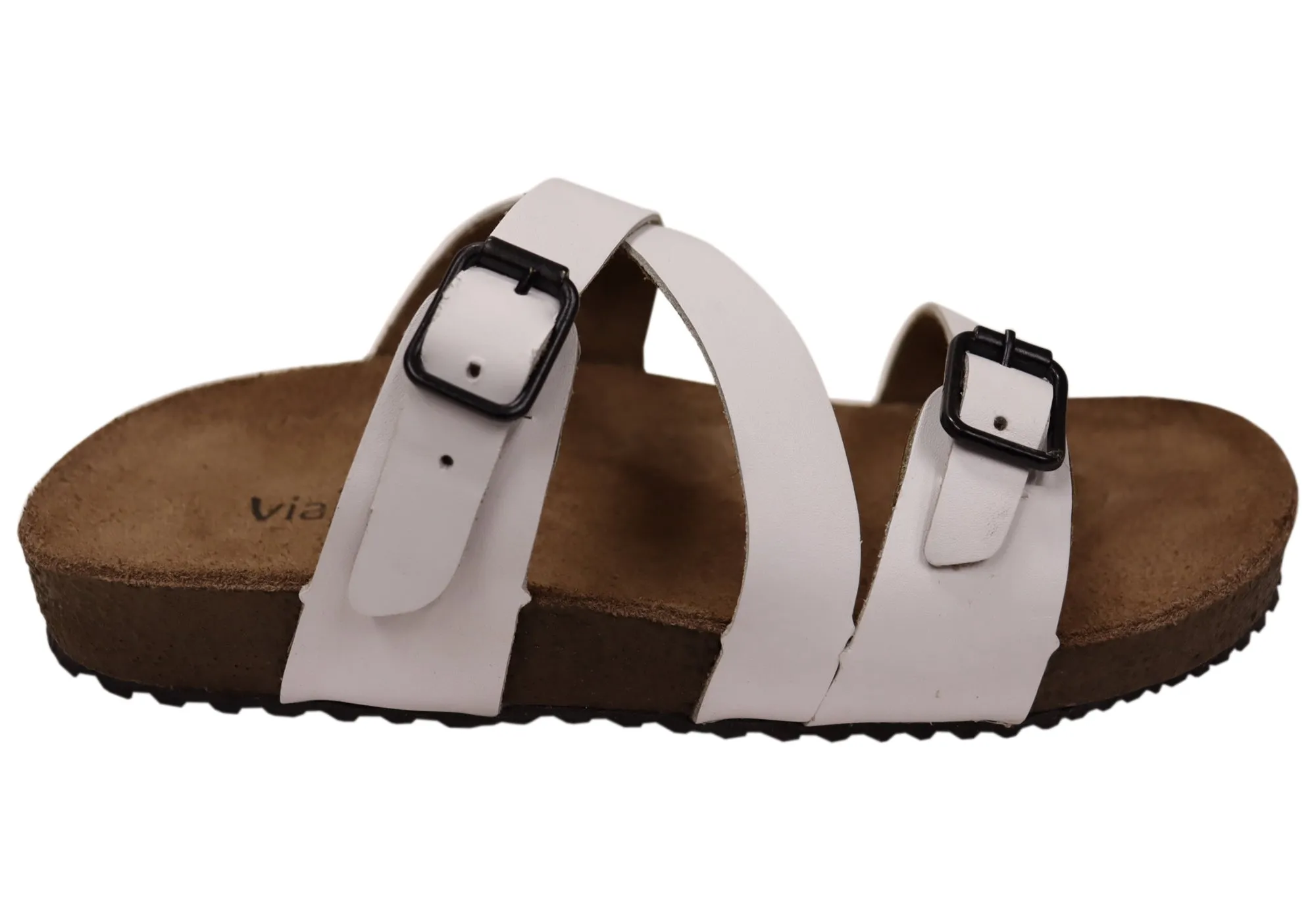 Via Paula Carly Damen Leder Bequem Schlappen Sandalen Hergestellt in Brasilien Via Paula Schuhe