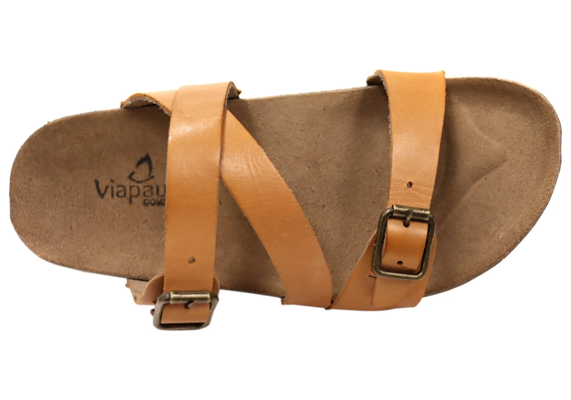 Via Paula Carly Damen Leder Bequem Schlappen Sandalen Hergestellt in Brasilien Via Paula Schuhe