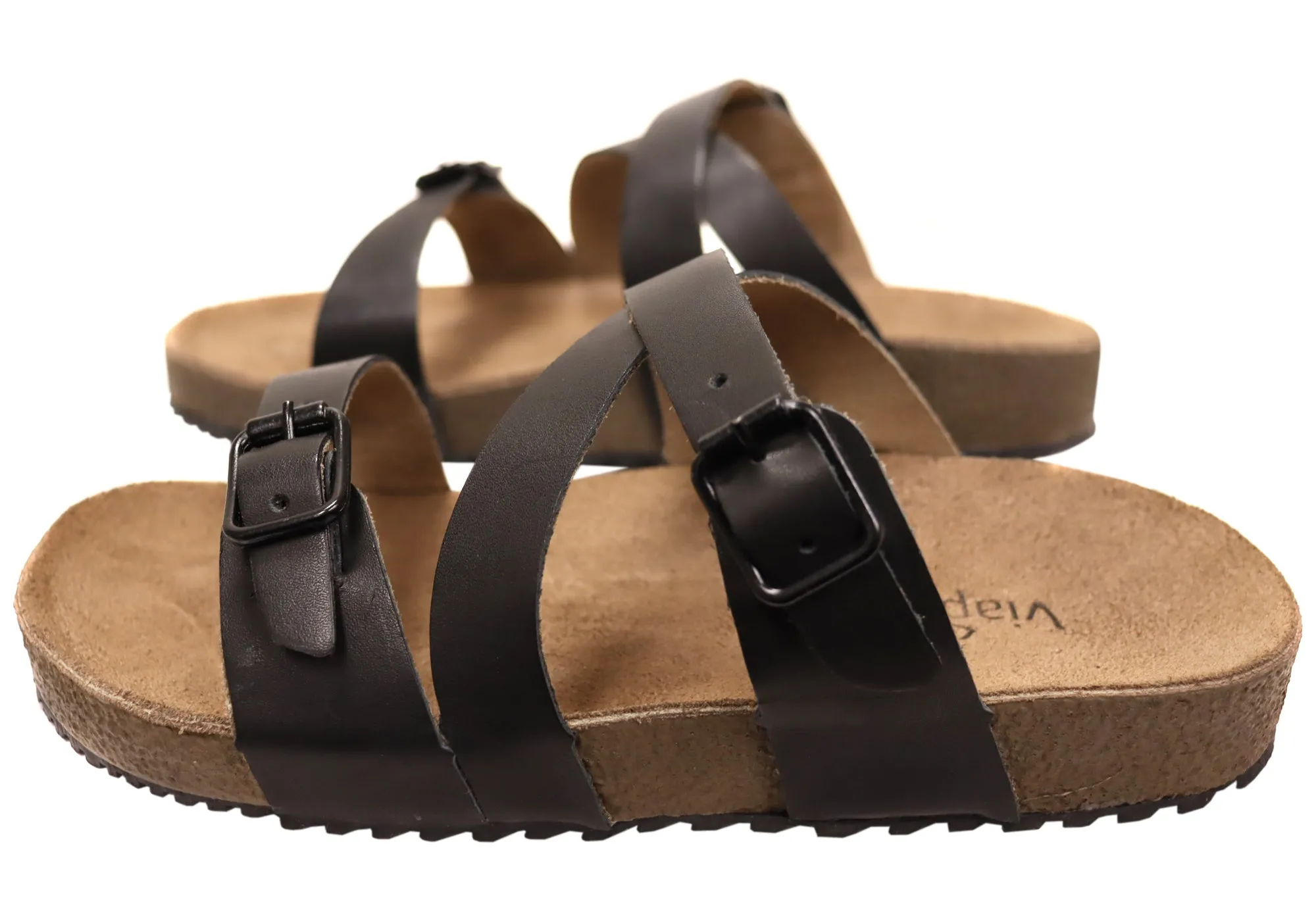 Via Paula Carly Damen Leder Bequem Schlappen Sandalen Hergestellt in Brasilien Via Paula Schuhe
