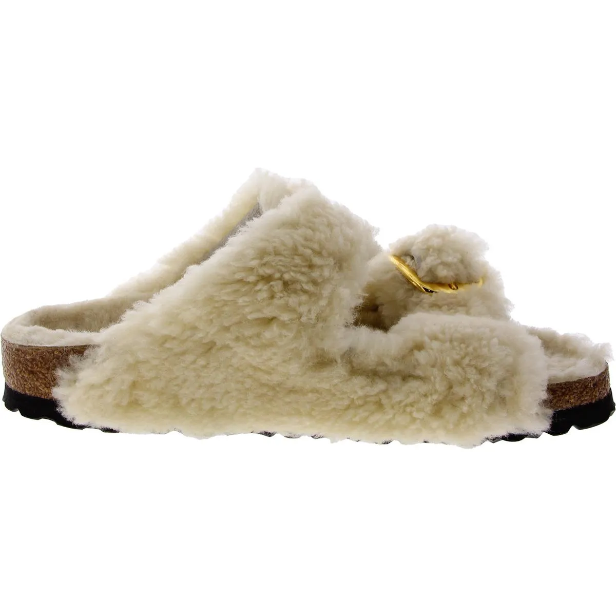 Damen Lammfell Slip-On Plateau-Sandalen