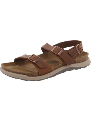 Damen Leder Flatform Sandalen mit Rundkappe