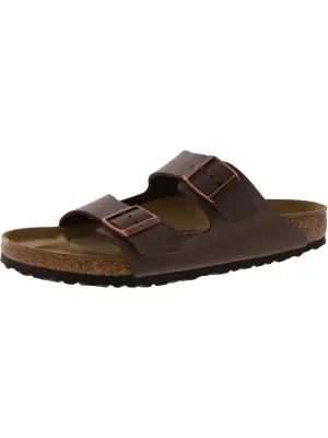 Damen-Ledersandalen mit zwei Riemen und Klettverschluss