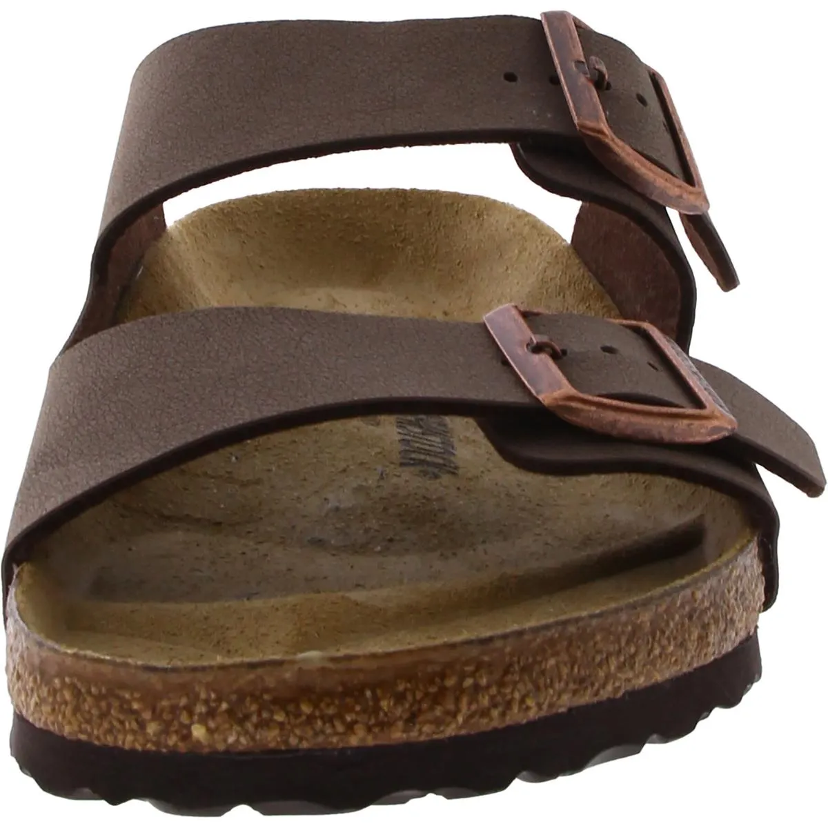 Damen-Ledersandalen mit zwei Riemen und Klettverschluss