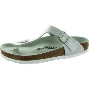 Damen-Sandalen aus metallischem Leder mit Riemchen